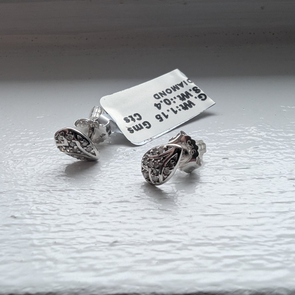 Brand New Silver Diamond Earrings For Sale